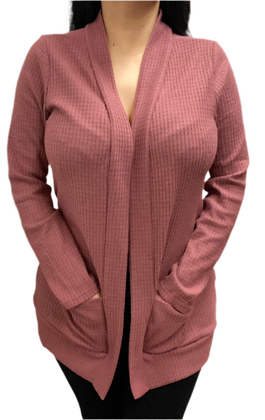 Mauve Sleeve Print Cardigan