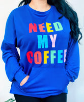 Need My Coffee Navy Pullover Sweatshirt