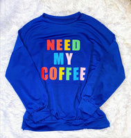 Need My Coffee Navy Pullover Sweatshirt