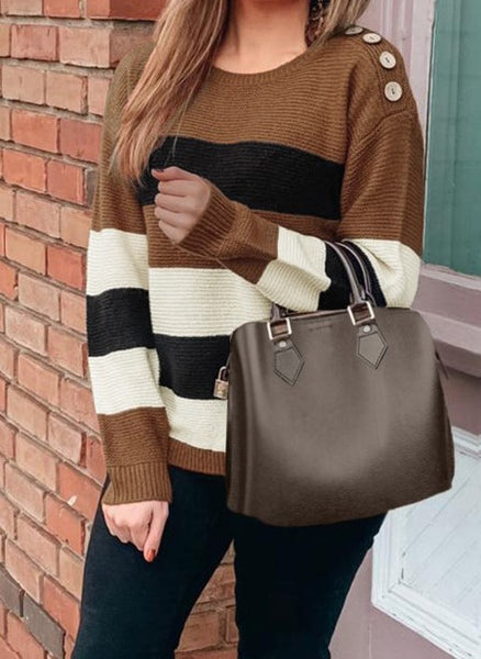 Khaki Button Knit Sweater