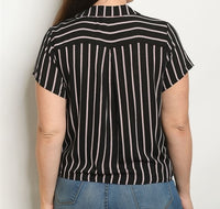 Black Stripes Plus Size Top