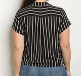 Black Stripes Plus Size Top