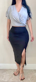 Black High Waist Slit Midi Skirt