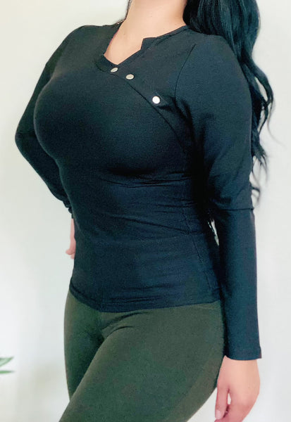 Bold Black Shoulder Design Top