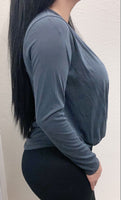Black Long Sleeve V-Neck Top