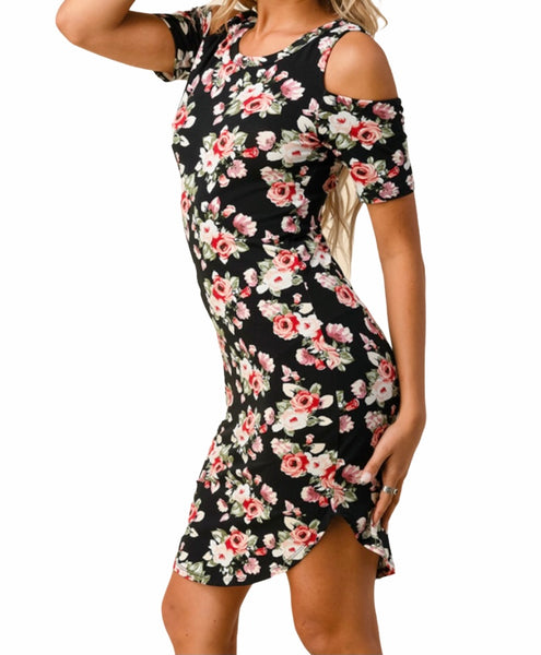 Floral Cold Shoulder Dress