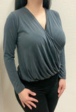 Black Long Sleeve V-Neck Top