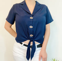 Button Front Top with Tie-Knot