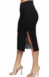 Black High Waist Slit Midi Skirt