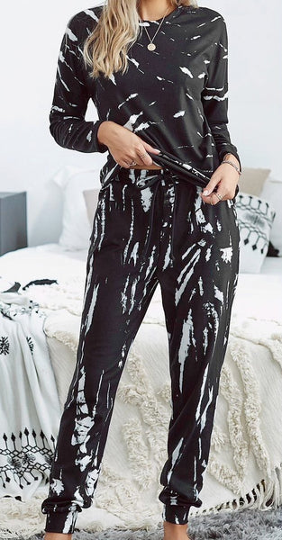 Black Tie Dye Joggers Set