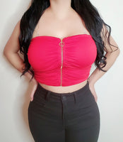 Red Zipper Tube Top