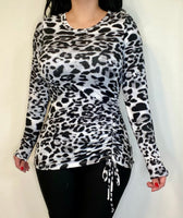 Gray Animal Print Top