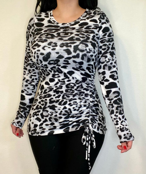 Gray Animal Print Top
