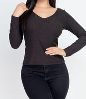 Black Ruched Chest Detail Top