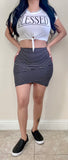 Front Cross Mini Skirt- Black/Soft White